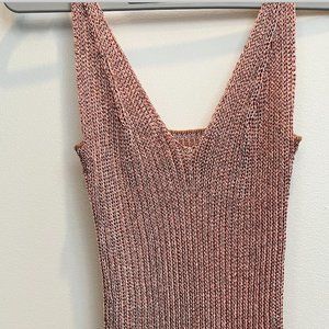 Free People Rose Gold Metallic Body Suit